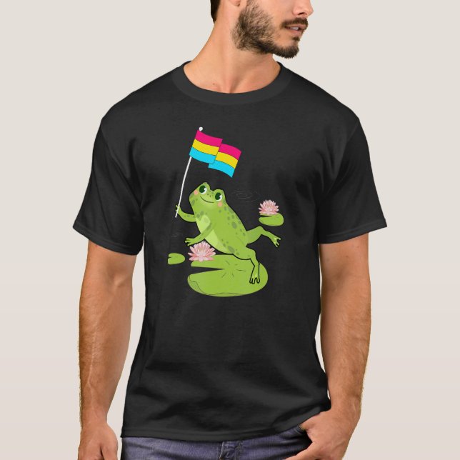 Frog   Subtle Pansexual Pride Flag Lily Pad Illust T-Shirt (Front)