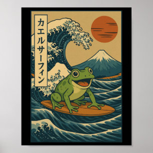 Frog Surfing Japanese _3  Poster