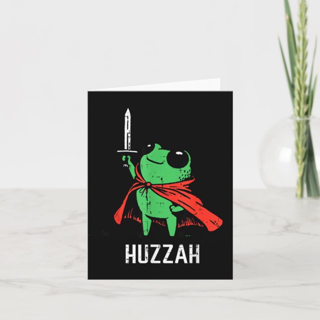 Frog Sword Cape Huzzah Funny Meme Fantasy Boy Kids Card (Front)