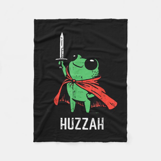 Frog Sword Cape Huzzah Funny Meme Fantasy Boy Kids Fleece Blanket (Front)