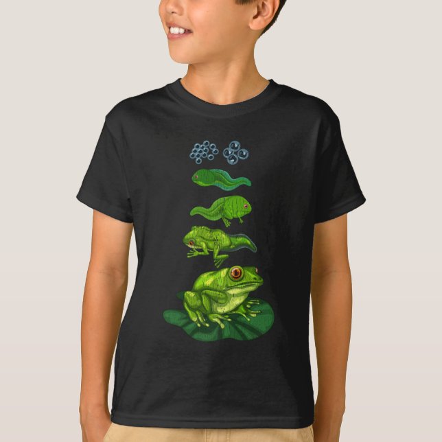 Frog Tadpole Biology Metamorphosis Life Cycle Art T-Shirt (Front)