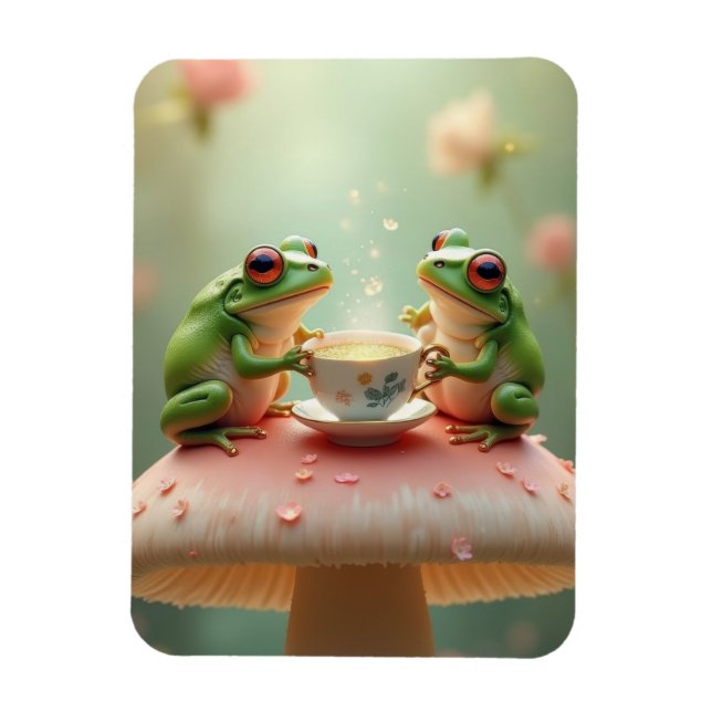 frog tea party magnet (Vertical)