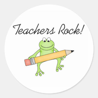 Frog Teachers Rock Classic Round Sticker