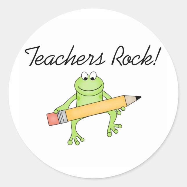 Frog Teachers Rock Classic Round Sticker (Front)