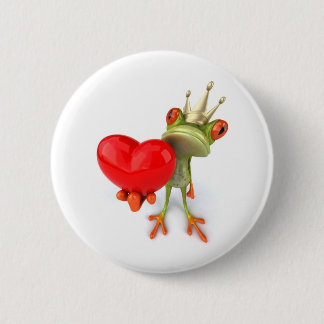 Frog the King Heart 6 Cm Round Badge