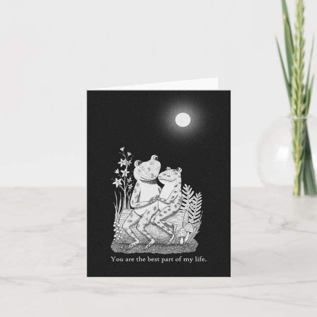 Frog Toad Couple Under Full Moon Romantic Love Card (Front)