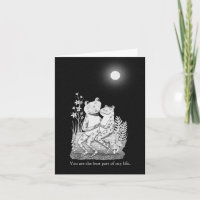 Frog Toad Couple Under Full Moon Romantic Love