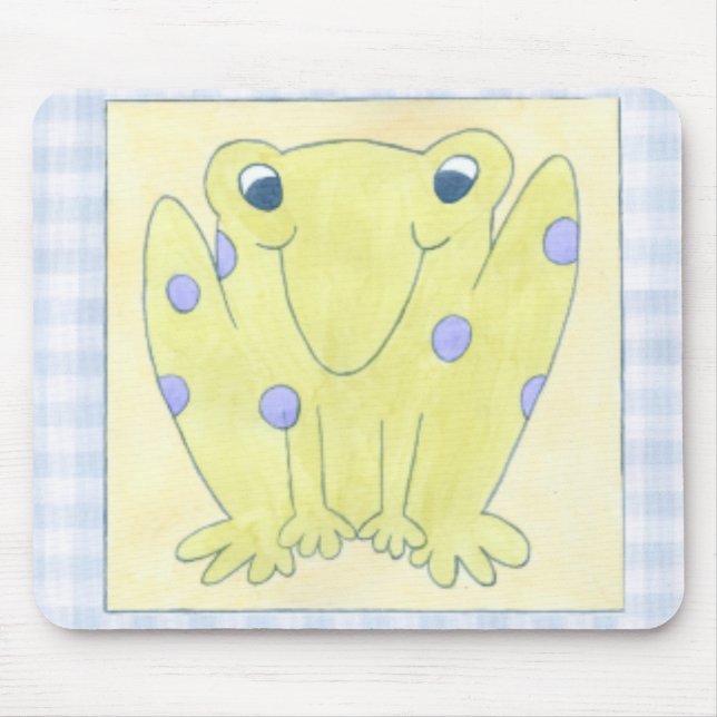 Frog Trio on Gingham Cloth Mouse Pad (Front)