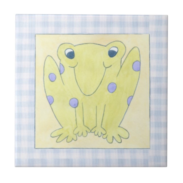 Frog Trio on Gingham Cloth Tile (Front)