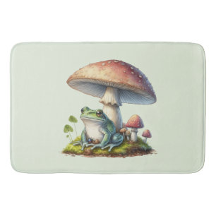 Frog Under a Mushroom Cute Nature Bath Mat