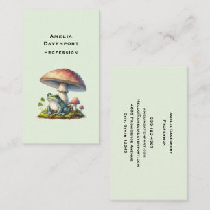 Frog Under a Mushroom Cute Nature Business Card