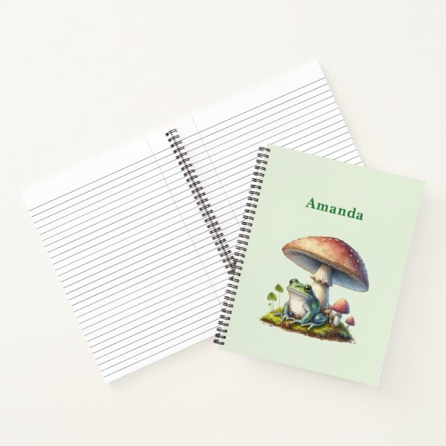 Frog Under a Mushroom Cute Nature Notebook (Inside)
