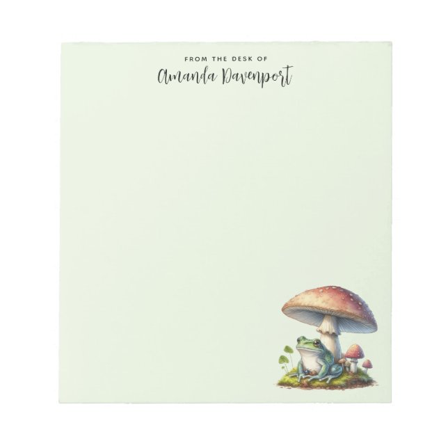 Frog Under a Mushroom Cute Nature Notepad (Front)