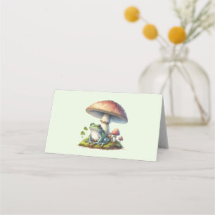 Frog Under a Mushroom Cute Nature Place Card