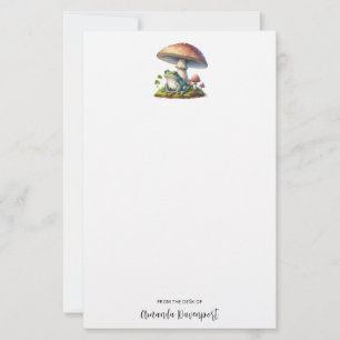 Frog Under a Mushroom Cute Nature Stationery