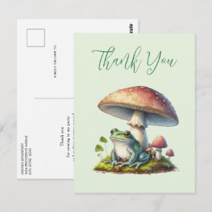 Frog Under a Mushroom Cute Nature Thank You Postcard