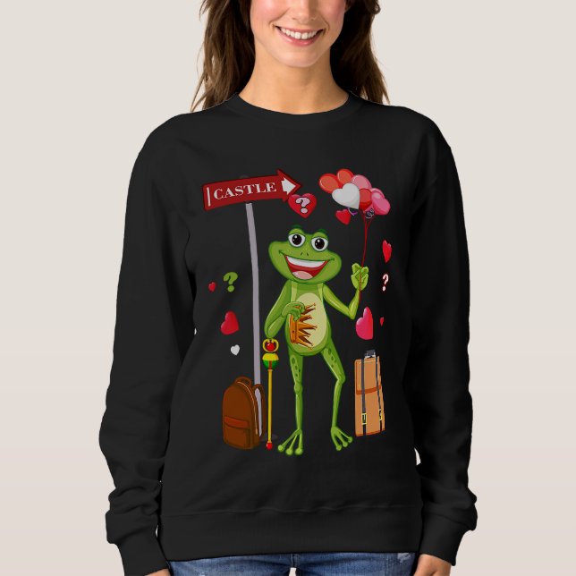 Frog Valentines day Love for Kids teens Men Women Sweatshirt (Front)