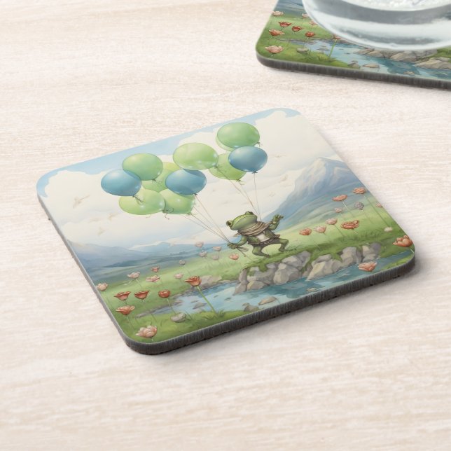 Frog Valley Balloon and Flowers Coaster (Left Side)