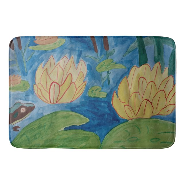 Frog & Waterlilies Bath Mat (Front)