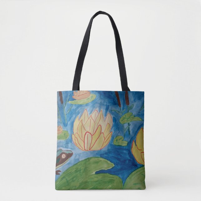Frog & Waterlilies Tote Bag (Front)