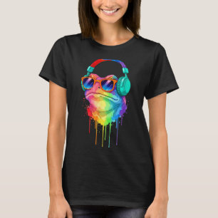 Frog Wearing Headphones And Sungles Edm Rave Desig T-Shirt