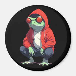Frog Wearing Hoodie Funny Cool Animal Character  Magnet
