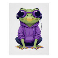 Frog Wearing Hoodie Funny Cool Animal Character 