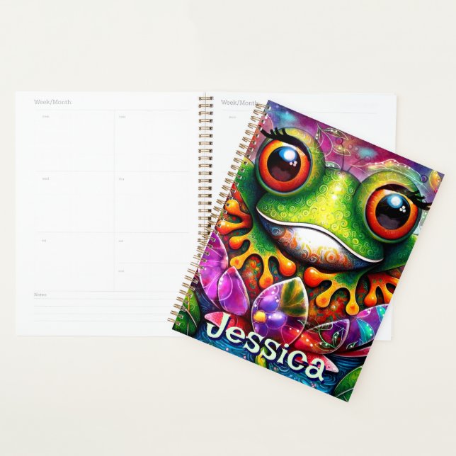 Frog Whimsical Abstract Art Floral Personalised Planner (Display)