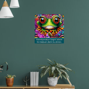 Frog Whimsical Abstract Art Floral Personalised Poster