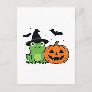 Frog Witch Halloween Spooky Amphibian Coven Postcard