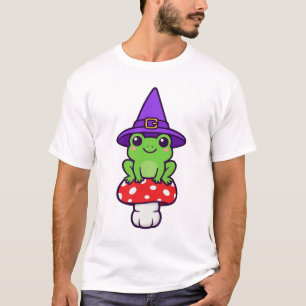 Frog Witch Hat Cute Halloween Amphibian Art T-Shirt
