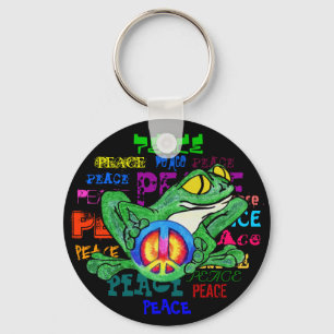 Frog with a peace Sign Key Ring