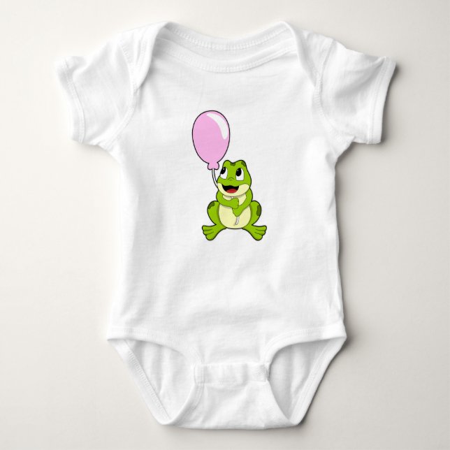 Frog with Balloon Baby Bodysuit (Front)