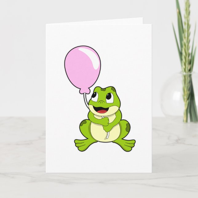 Frog with Balloon Card (Front)