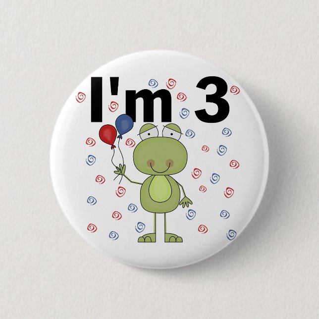 Frog With Balloons 3rd Birthday 6 Cm Round Badge (Front)