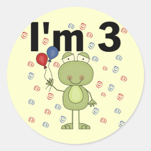 Frog With Balloons 3rd Birthday Classic Round Sticker