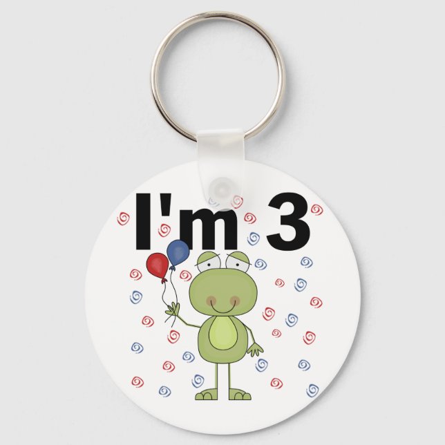 Frog With Balloons 3rd Birthday Key Ring (Front)