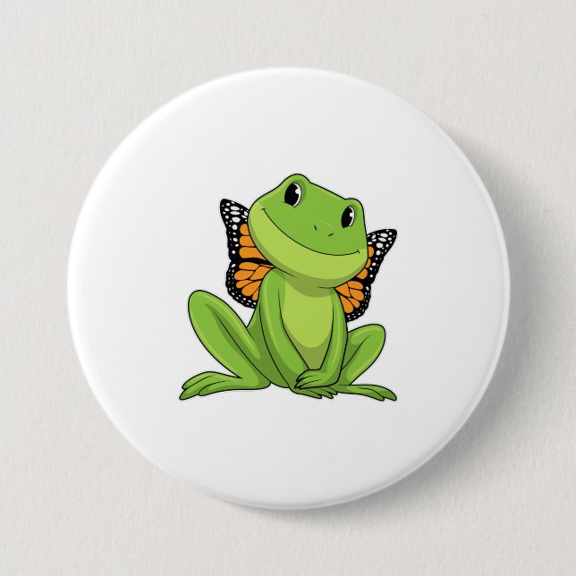 Frog with Butterfly 7.5 Cm Round Badge (Front)