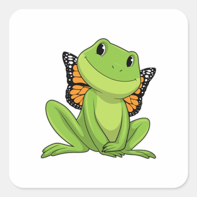 Frog with Butterfly Square Sticker (Front)