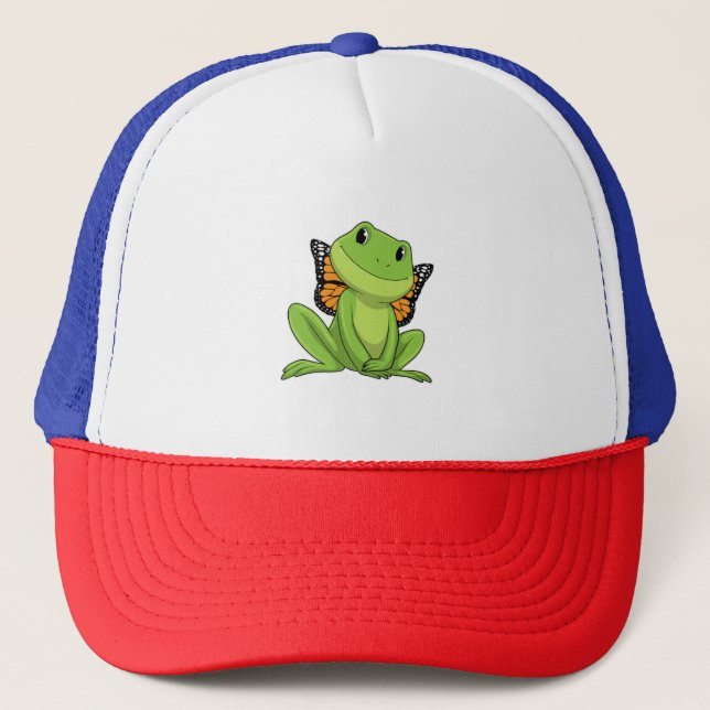 Frog with Butterfly Trucker Hat (Front)