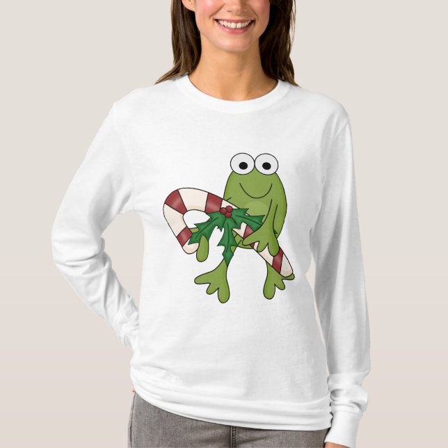 Frog With Candy Canes Tshirts and Gifts (Front)