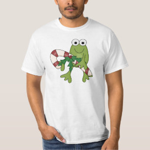 Frog With Candy Canes Tshirts and Gifts