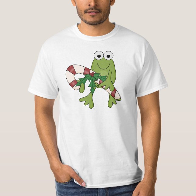 Frog With Candy Canes Tshirts and Gifts (Front)