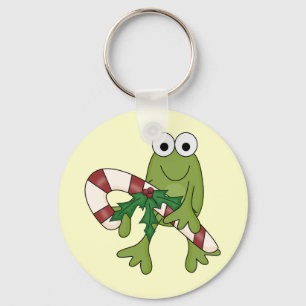 Frog With Candy Canes Tshirts and Gifts Key Ring