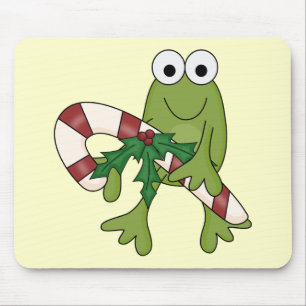 Frog With Candy Canes Tshirts and Gifts Mouse Pad