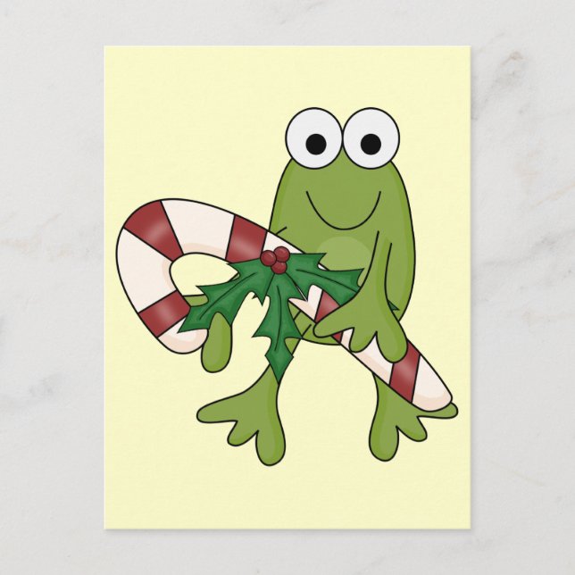 Frog With Candy Canes Tshirts and Gifts Postcard (Front)