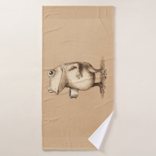Frog with Coffee – Whimsical Vintage Animal Bath Towel