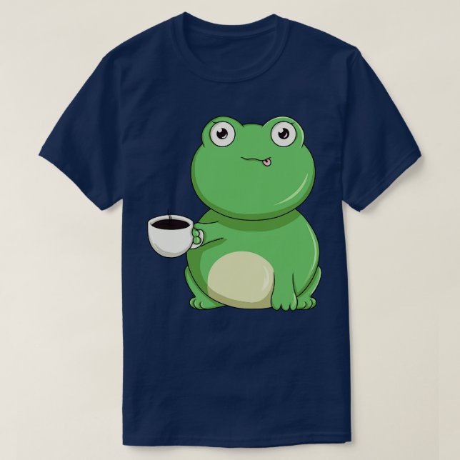 Frog with Cup of Coffee 2 T-Shirt (Design Front)