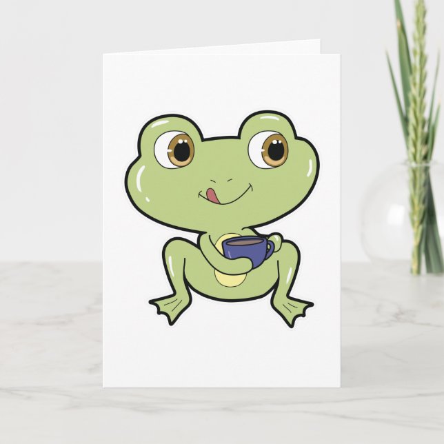 Frog with Cup of Coffee Card (Front)