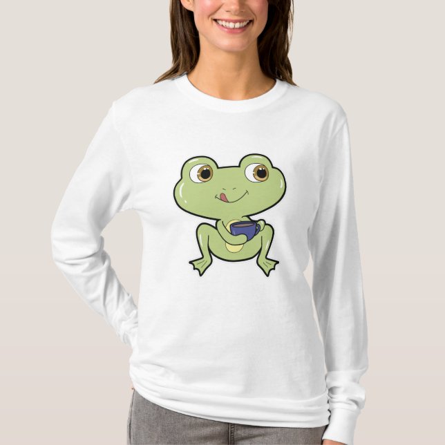 Frog with Cup of Coffee T-Shirt (Front)
